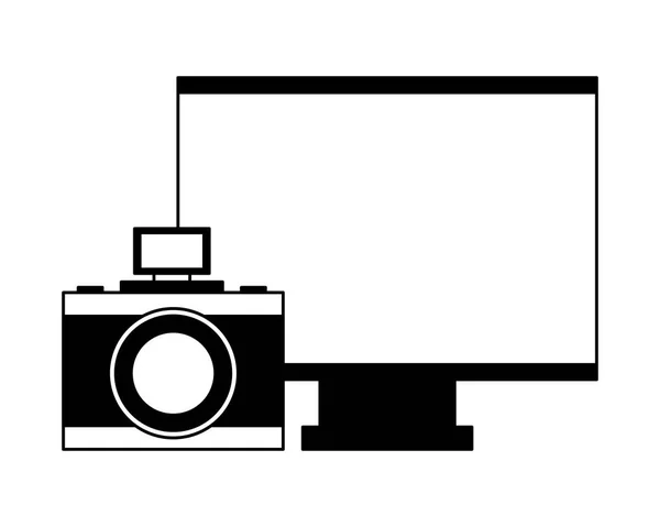 Számítógép monitor fényképezés fényképezőgép-eszközök — Stock Vector