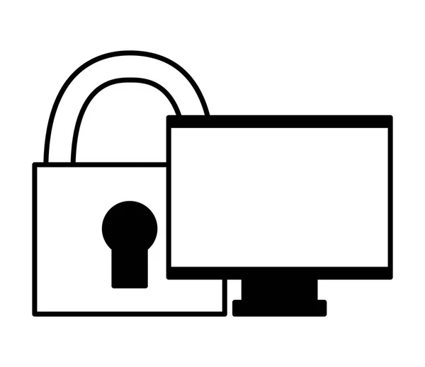 Computer monitor secuirty — Stock Vector