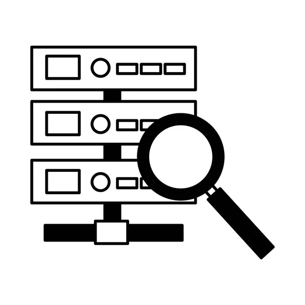 Base de datos servidor lupa vidrio búsqueda — Vector de stock