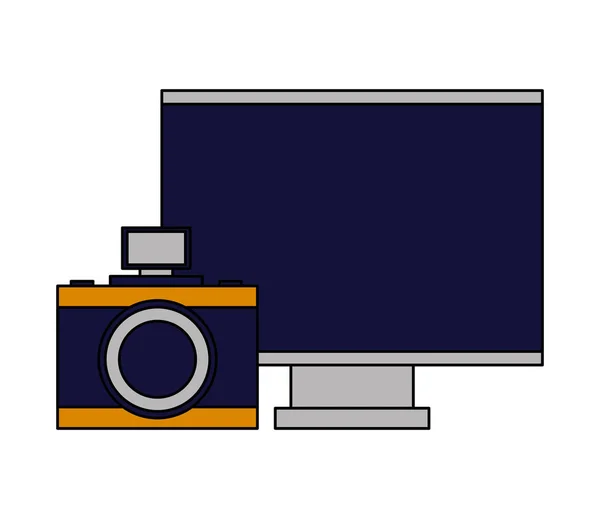 Computer monitor fotografie camera apparaten — Stockvector