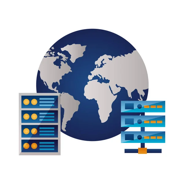 Welt Datenbank Server Center Computergehäuse — Stockvektor