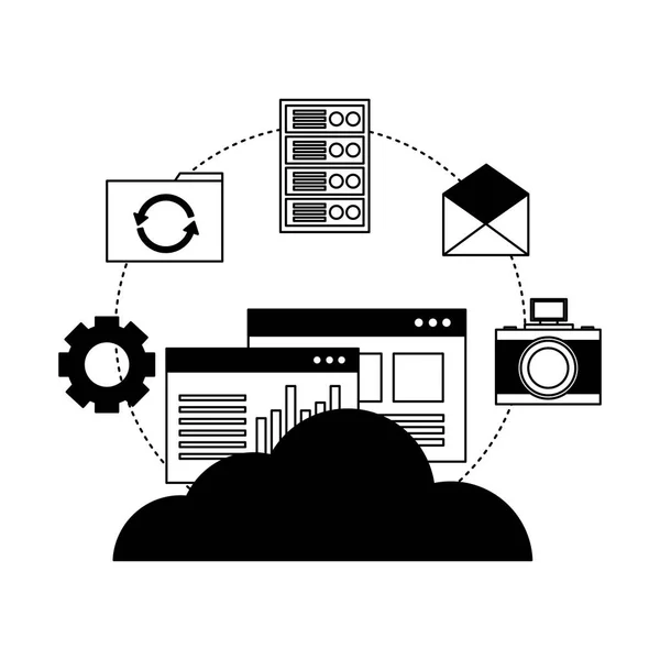 Σύννεφο υπολογιστών πληροφορίες σύνδεσης δεδομένων — Διανυσματικό Αρχείο
