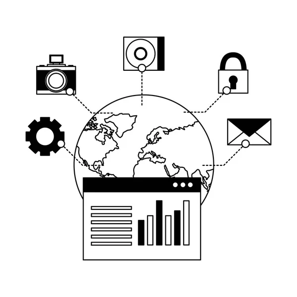 Gráfico del sitio web mundial seguridad de correo electrónico — Archivo Imágenes Vectoriales