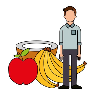 adam ve taze meyve beslenme sağlıklı