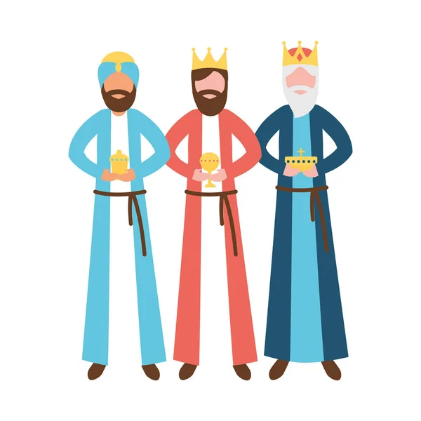 Trois sages roi avec épiphanie cadeau — Image vectorielle