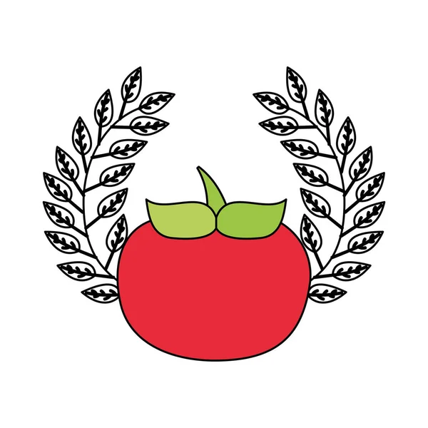 Tomatenblätter frisches Bio-Emblem — Stockvektor
