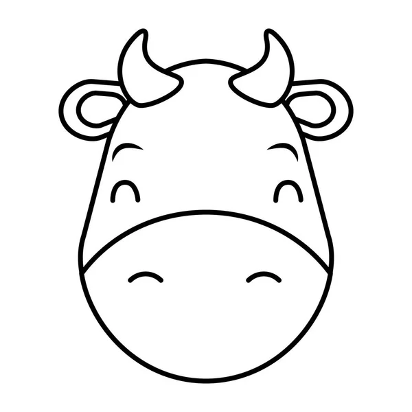 Cute head cow cartoon animal wild — Stock Vector