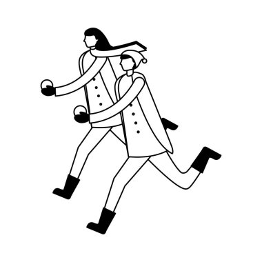 kış kar topları ile oynarken çift