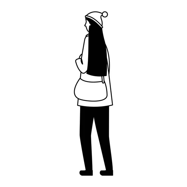 Kvinna karaktär bär vinterkläder — Stock vektor