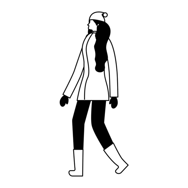 Mujer de pie con ropa de invierno — Vector de stock