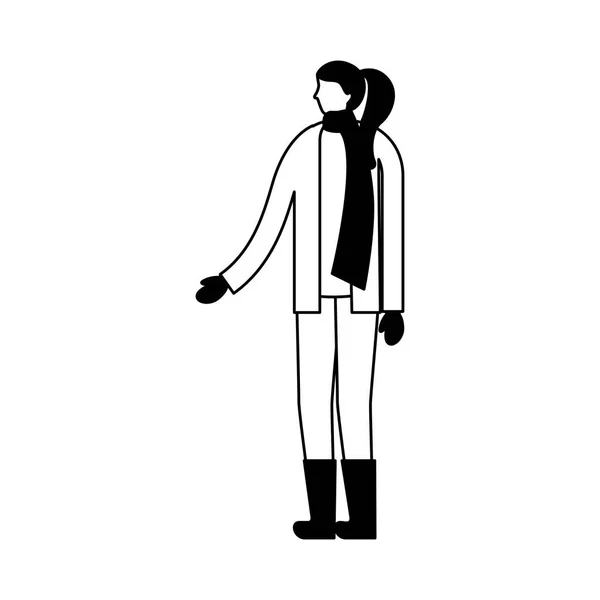 Femme debout avec des vêtements d'hiver — Image vectorielle