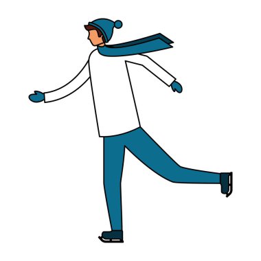 adam kış giysileri ve buz pateni