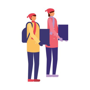 adam ve hediye kutusu tutan kadın