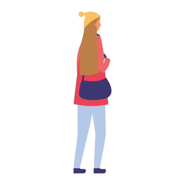 Personnage Femme Portant Des Vêtements Hiver Illustration Vectorielle — Image vectorielle