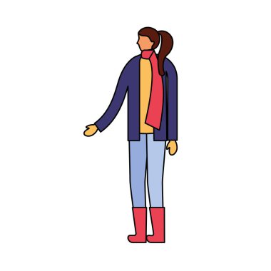 kış giysileri ile duran kadın