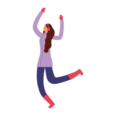 kış giysileri ile atlama kadın