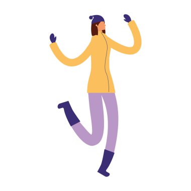 kış giysileri ile atlama kadın