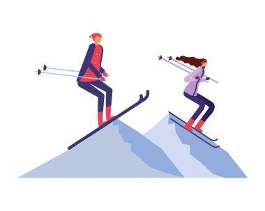 Kayak kış manzara içinde pratik çift