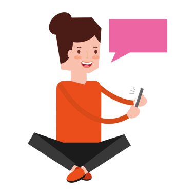 telefon konuşma balonu sosyal medya kullanan kadın