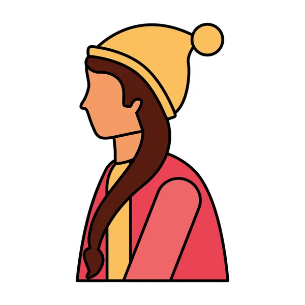 Frau von der Seite mit Winterkleidung — Stockvektor