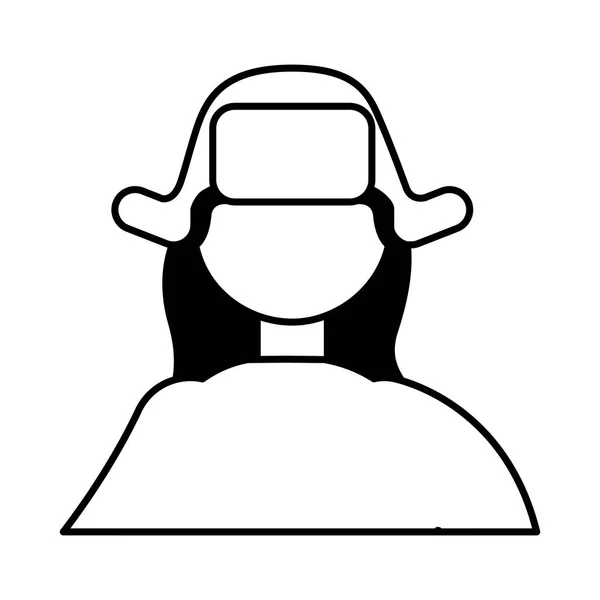 Mujer retrato invierno sombrero carácter — Vector de stock