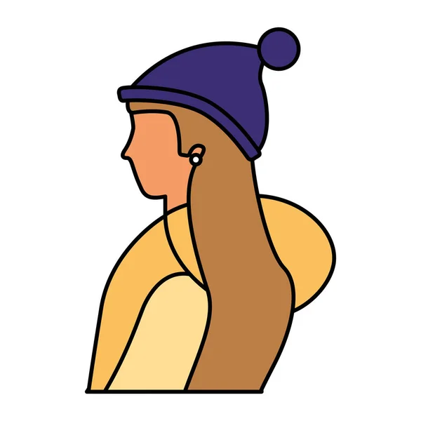 Mujer vista lateral con ropa de invierno — Vector de stock