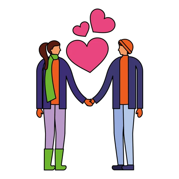 Couple tenant la main amour romantique — Image vectorielle