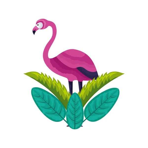 Egzotikus flamingó madár elhagyja a trópusi — Stock Vector