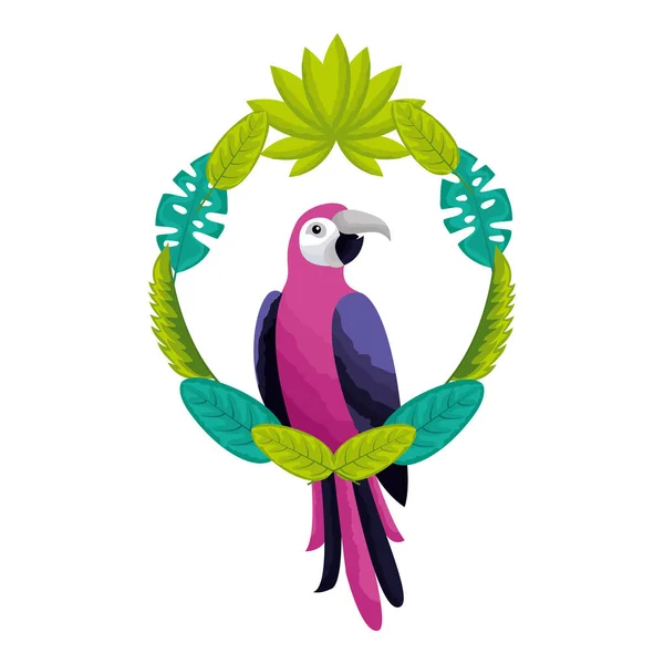Exotiska papegoja fågel lämnar tropiska — Stock vektor