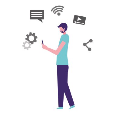 Akıllı telefon sosyal medya kullanan adam