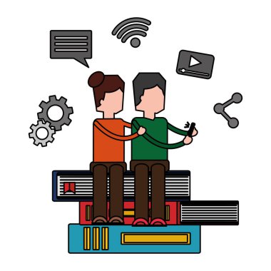 cep ile çift ve Kitaplar sosyal medya