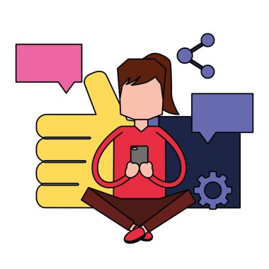 Taşınabilir sosyal medya kullanan kadın