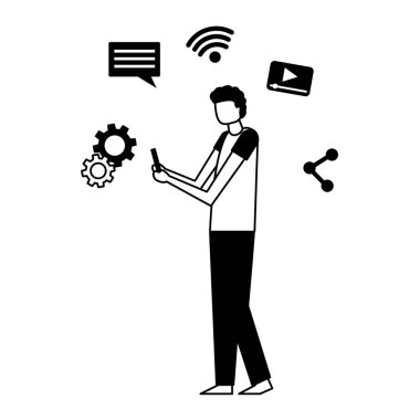 Akıllı telefon sosyal medya kullanan adam