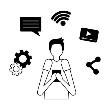 Akıllı telefon sosyal medya kullanan adam