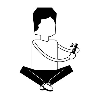 adam telefon oturma karakteri ile