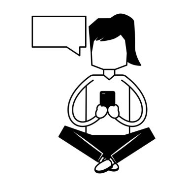 telefon konuşma balonu sosyal medya kullanan kadın