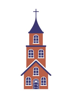 Kilise çapraz beyaz zemin üzerine inşa