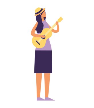 kadın ayakta iskambil gitar müzik