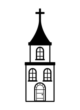 Kilise çapraz beyaz zemin üzerine inşa