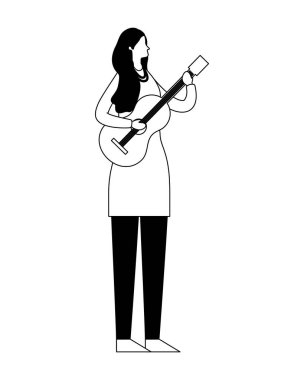 kadın ayakta iskambil gitar müzik