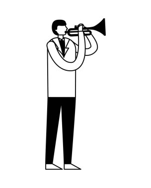 adam ayakta oynarken trompet enstrüman