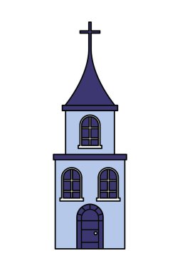 Kilise çapraz beyaz zemin üzerine inşa