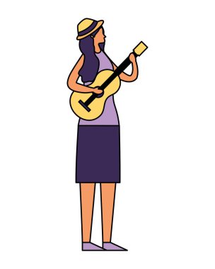 kadın ayakta iskambil gitar müzik