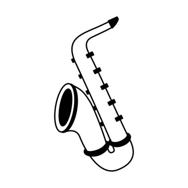 Beyaz arka plan üzerinde saksafon müzik aleti