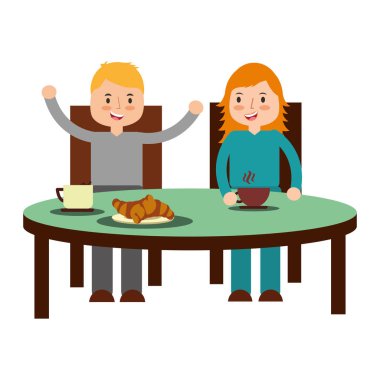 Erkek ve kız yemek kahvaltı