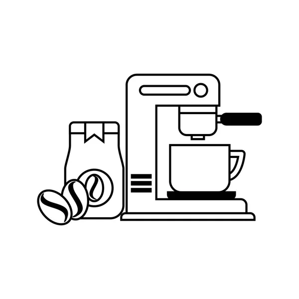 コーヒー メーカー マシン カップ瓶と種子 — ストックベクタ