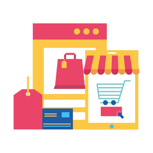 Sito Web Mobile Carta Credito Online Acquisto Ecommerce Vettoriale Illustrazione — Vettoriale Stock