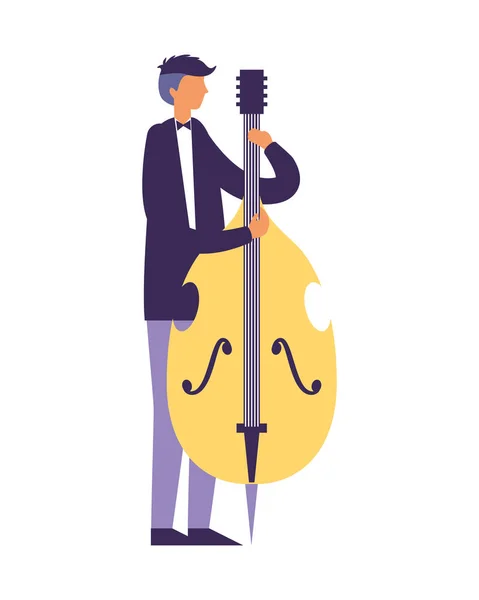 Muzikant-man spelen van cello instrument — Stockvector