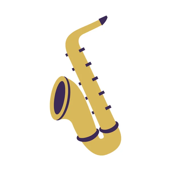 Instrumento musical de saxofón sobre fondo blanco — Vector de stock