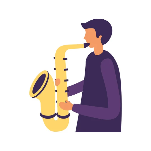 Homme avec instrument pour orchestre saxophone — Image vectorielle